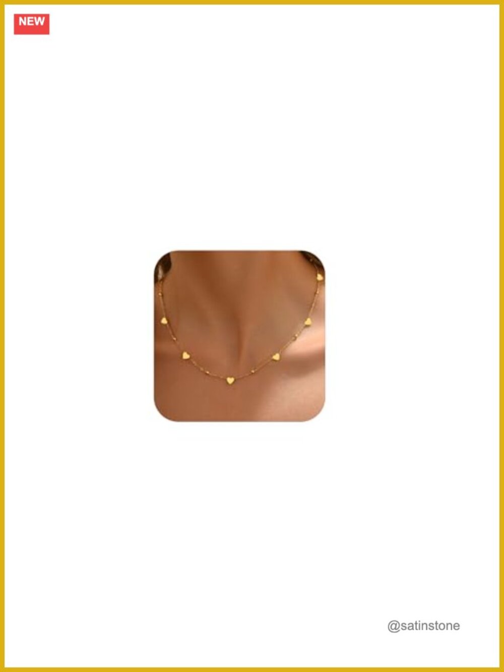 Dainty 18K Gold Plated Stainless Steel Chain Necklace Women Heart Pendant